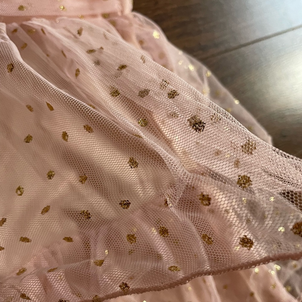 BNWT Mesh pink ruffle with dot of golden dress - Picture 10 of 10